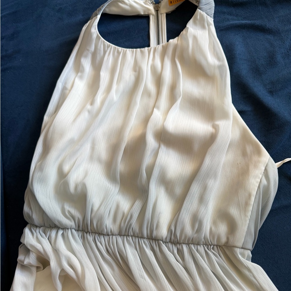 Alice + Olivia Ombre Halter Maxi Dress in Light Blue to Charcoal - Picture 10 of 14